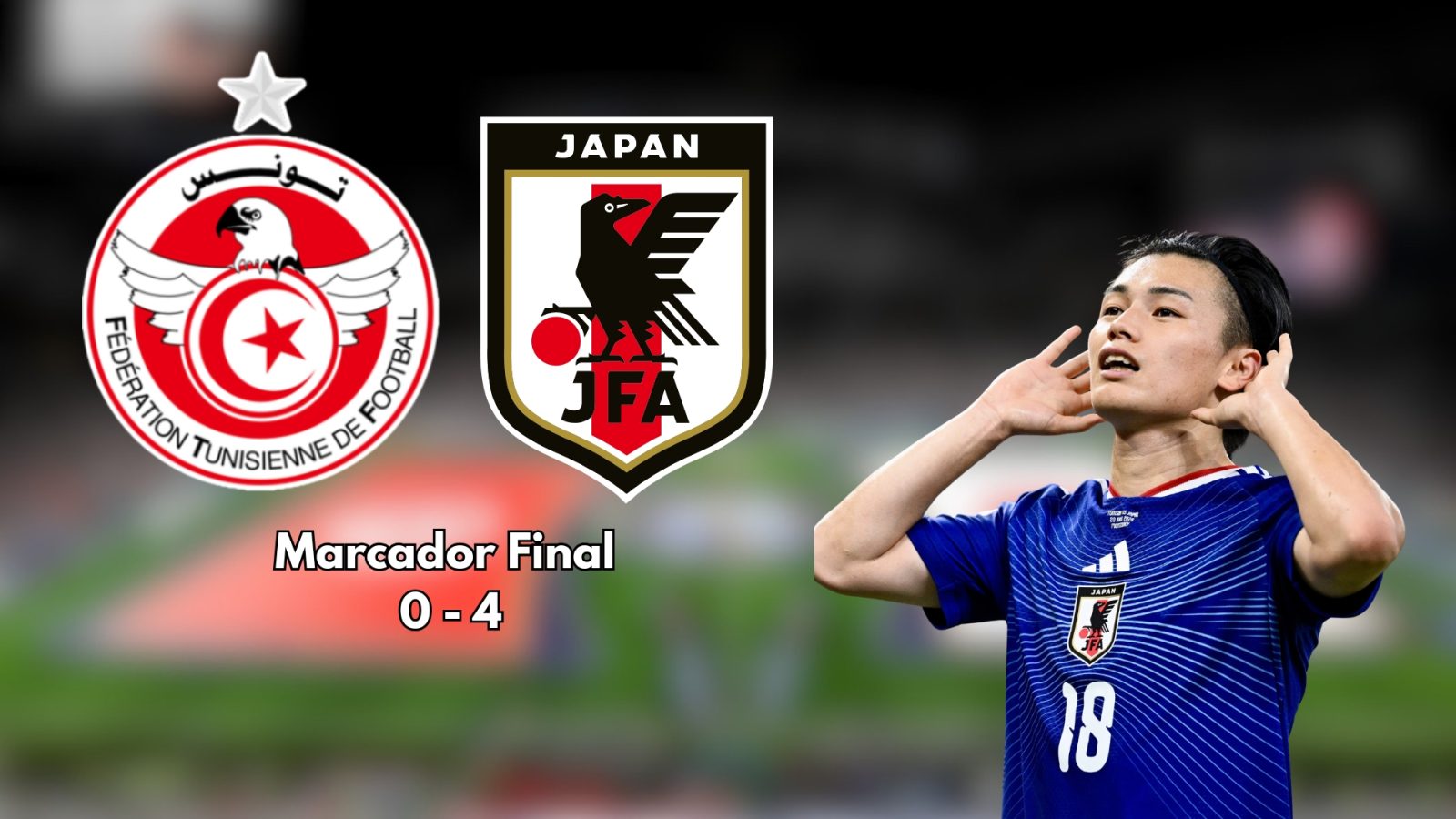Japón celebró el juego número 1000 en la historia de la Copa del Mundo con una goleada sobre Túnez de 4-0.