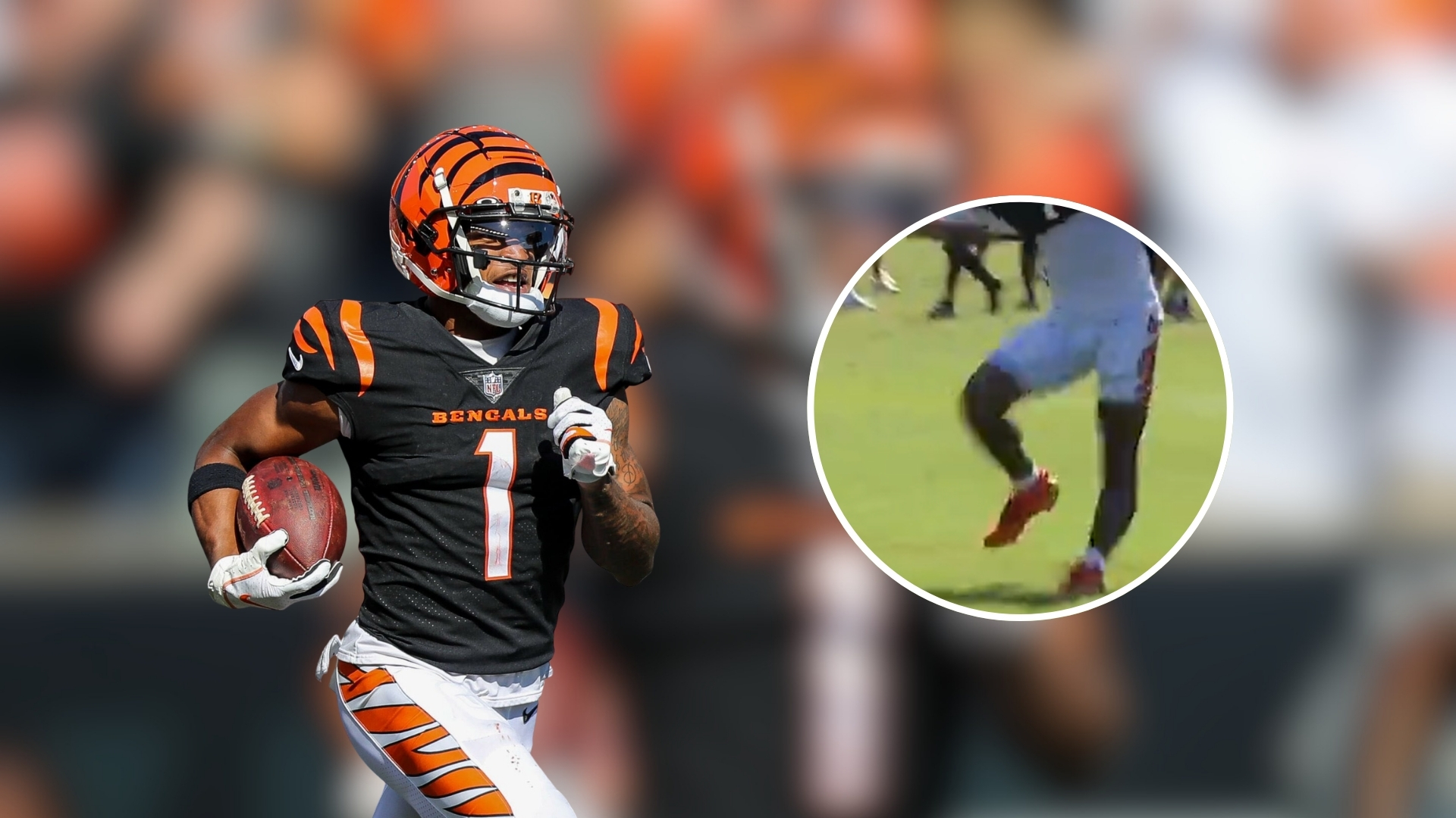 Ja'Marr Chase fue víctima de una mala caída cuando buscaba pelear un balón durante el entrenamiento de esta mañana de los Bengals.