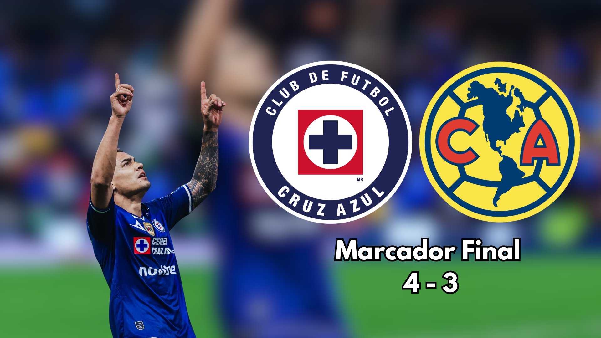 Cruz Azul tuvo al América contra las cuerdas, llegó a tomar ventaja de tres goles y estuvo muy cerca de convertir el Clásico Joven en una goleada, pero terminó sufriendo hasta el último segundo para imponerse 4-3.